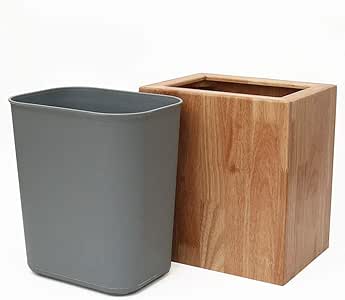 Desconocido Cubo de Basura de Madera Maciza, Capacidad de 6 litros