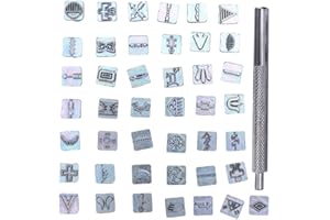 Stamp Tools Set, 42Pcs Stamps Punch Tool Set with 1Pc Handle Tool Zinc Leather Working Tools Kit for Customizing Jewelry Sewi