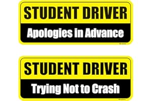 Lusinus Student Driver Magnet for Car - 2-Pack Reflective Funny Magnetic Bumper Sticker Set - Removable Novice Driver Safety Attention Sign - Weather-Resistant (Yellow-Black)