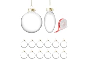 TERULF Clear Ornaments for Crafts(Set of 12，3.15 inch/80mm) Clear Christmas Ornaments Balls, Clear Plastic Ornaments, Clear Ornaments for Crafts Fillable