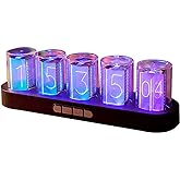 GUAZI STORE Imitation Nixie Tube Clock RGB Creative Clock 16 Million Colors, Mode Adjustments with Gift Box Packaging Can Be 