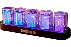 GUAZI STORE Imitation Nixie Tube Clock RGB Creative Clock 16 Million Colors, Mode Adjustments with Gift Box Packaging Can Be 01 01