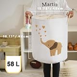 INough Baby Laundry Basket Canvas 58L Collapsible Drawstring Elephant view 5