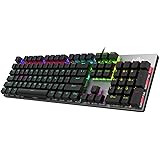 FIODIO Mechanical Gaming Keyboard, Fantastic LED Rainbow Backlit Wired Keyboard, Full Anti-Ghosting Keys, with Quick-Response