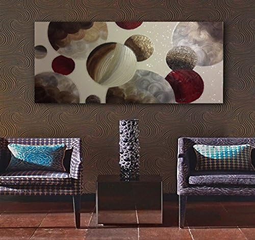 Large Metallic Pearl Bronze Bordeaux Galaxy Circle Painting Original Artwork/ Contemporary Metallic Oil Paint Abstract Galaxy Large Wall Art