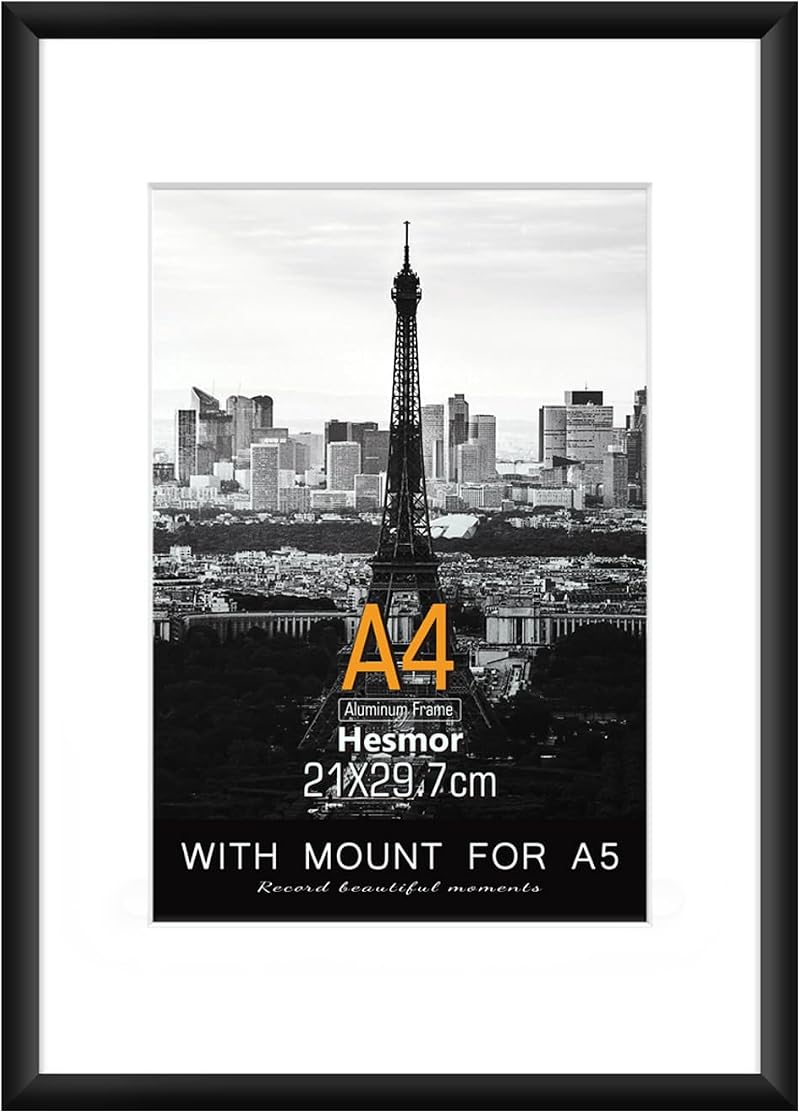 Hesmor A4 Aluminum Acrylic Picture Frame Black 8 x 12 Certificate Frame