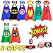 NeoHeroes Superhero Capes For Kids -8 Kids Cape and Masks +Bonus Belt Wristband