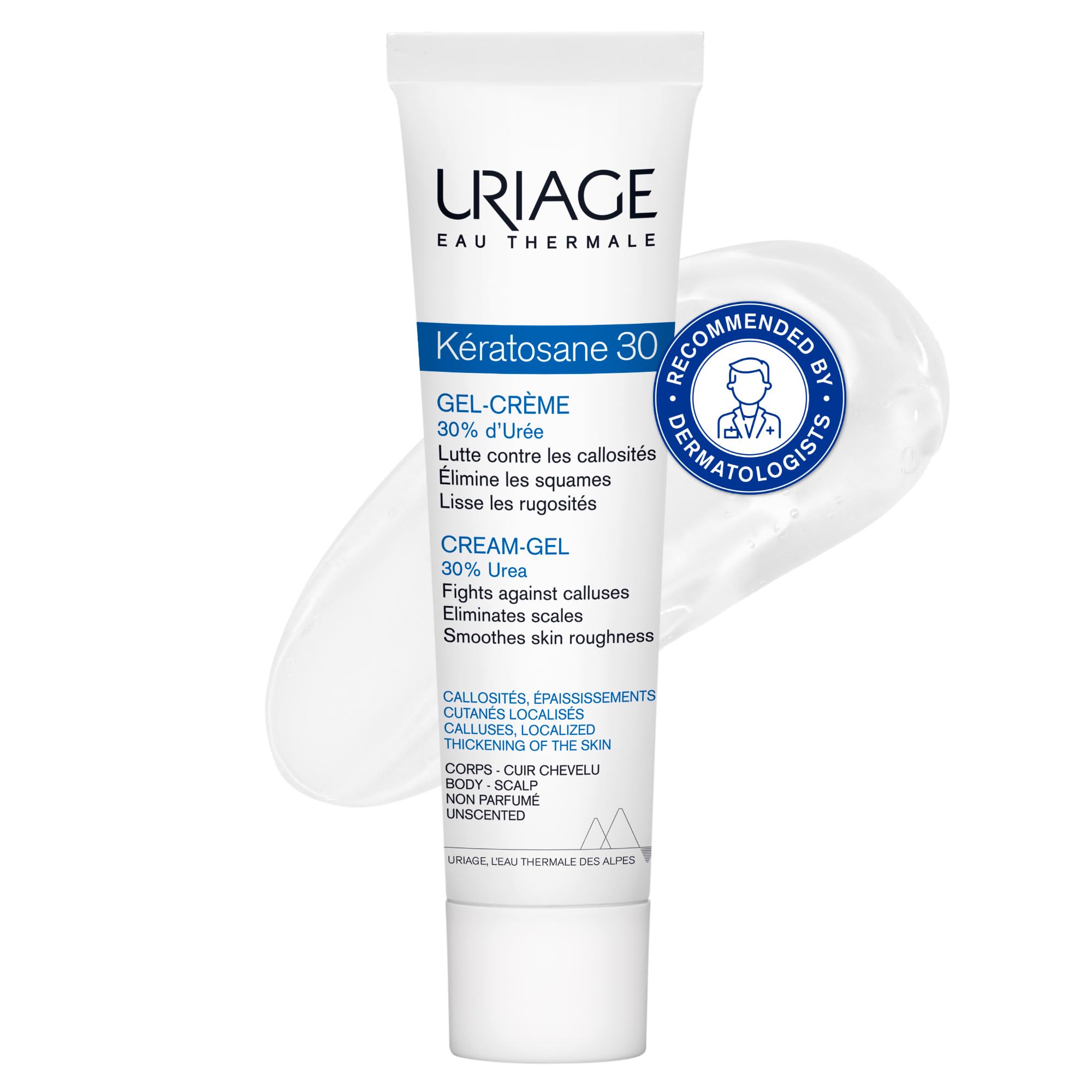 Uriage Keratosane 30 - Concentrated Gel-Cream for Rough, Bumpy Skin, Ingrown Hairs, Keratosis Pilaris - 30% Urea - Fragrance-Free - 40ml
