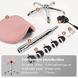 KKTONER Rolling Saddle Stool PU Leather Swivel Pink Adjustable Chair view 8
