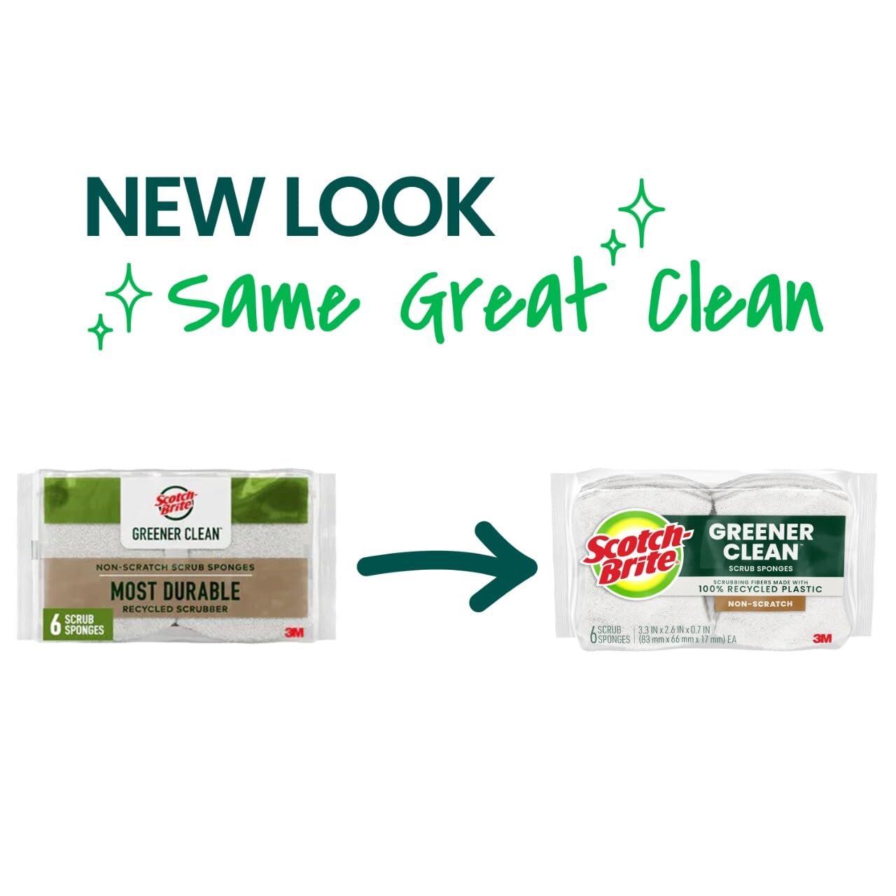 Scotch-Brite Greener Clean? Non-Scratch Scrub Sponge, 6 Pack, 6 Units per Case