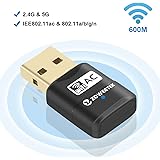 Zoweetek 600Mbps WiFi USB Adapter, 802.11ac Wireless Network Dongle with Dual Band 2.4GHz (150Mbps) /5GHz (433Mbps) for Windows, Mac OS 10.6-10.13 and Linux