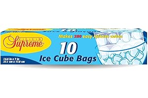 Club Supreme Ice Cube Bags 8 Un 14.6 X 7 In/37.1 X 17.8 Cm - Makes 224 Easy Release Ice Cubes
