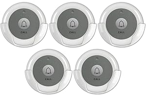 SYNLETT Wireless Call Buttons for Wireless Call System Nurse Call System for Customer Elderly Seniors Residents in Clinic, Care Facilities, Restaurant 5 PCS White