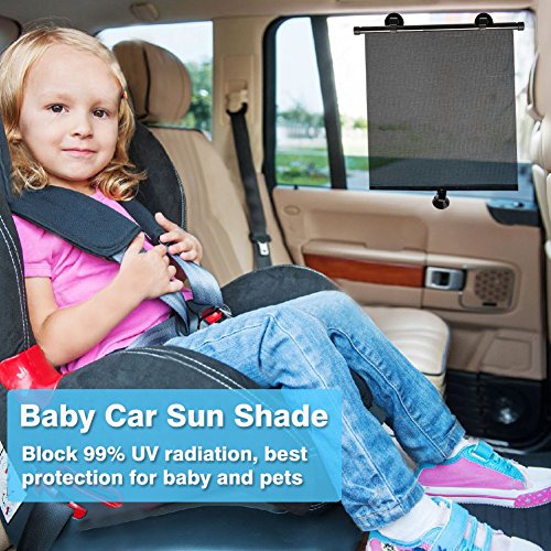 punada Car Sun Shade for Baby,Car Window Shade Roller Retractable Sunshade for Side Windows Windshield Sun Shade Blocks 98% of Harmful UV Rays,Protect Your Kids from Sun Glare and Heat (2 Pack)