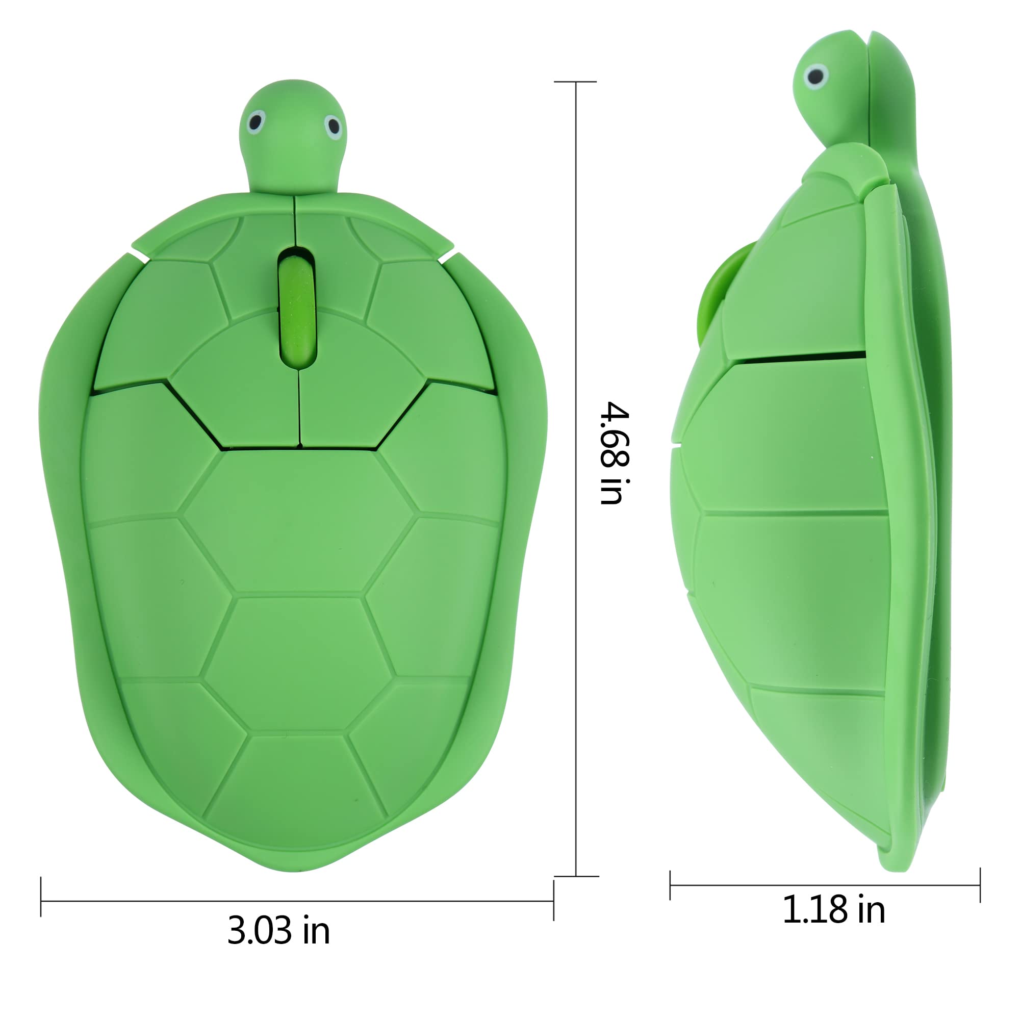 elec Space Wireless Turtle-Shaped Mouse, 2.4G Optical Computer Mouse, 3 Buttons, 12 x 7.7 cm (Mint Green)