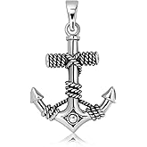 WithLoveSilver 925 Sterling Silver Charm Large Mariner Anchor Sea Pendant (2 Sides)