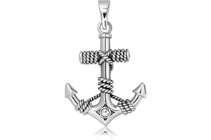 W | S WITHLOVE SILVER WithLoveSilver 925 Sterling Silver Charm Large Mariner Anchor Sea Pendant (2 Sides)