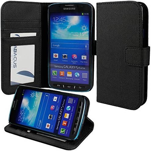 Galaxy S4 Active Case, Abacus24-7 [Pocket Book Series] Samsung Galaxy S4 Active I9295 Wallet Case with Flip Cover & Stand - Black
