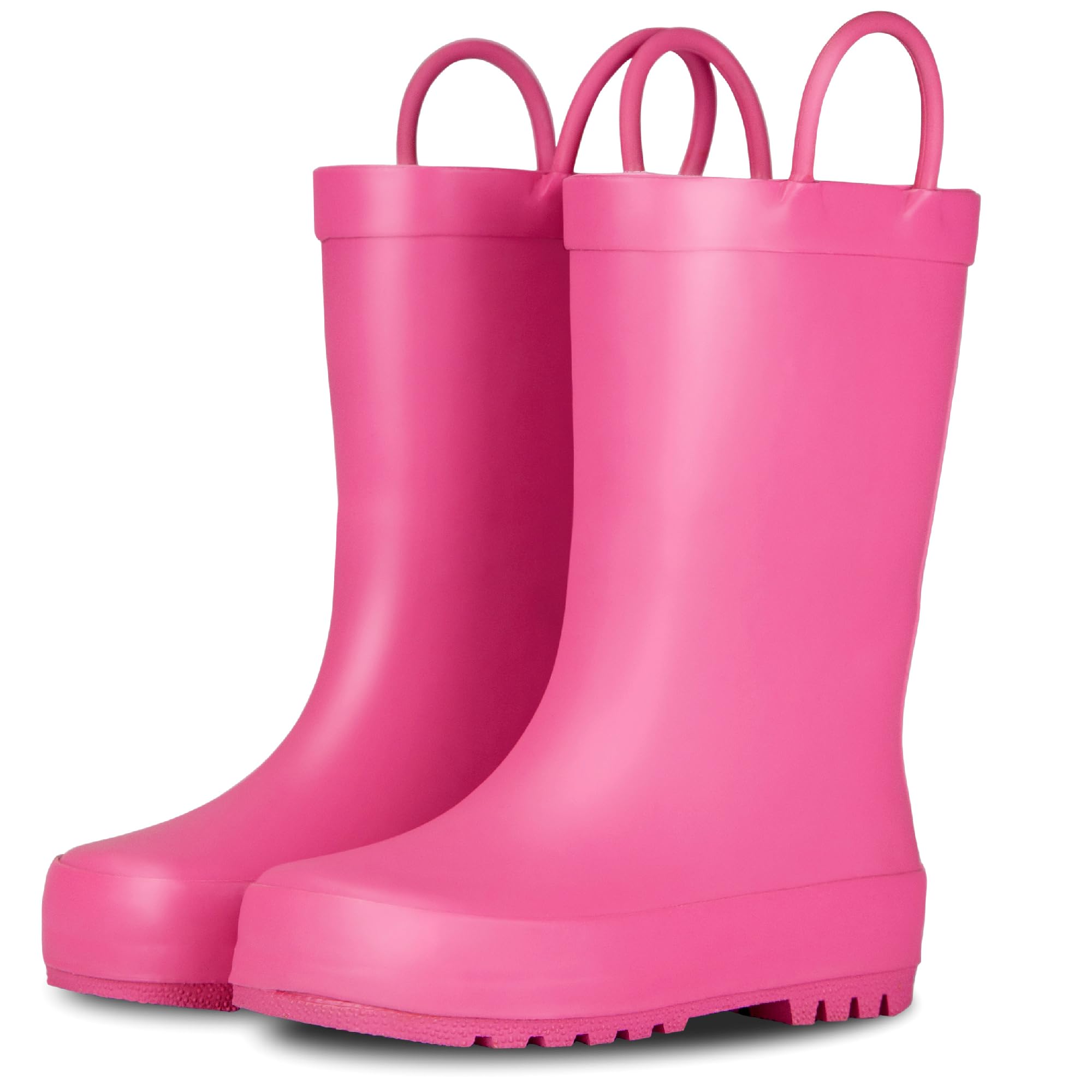 LONECONE Rain Boots with Easy-On Handles in Matte Colors for Boys and Girls, Play-Proof Flexible Rubber, Durable Non-Slip Treads, Kid-Friendly for Hours of Joy - Bubblegum Pink, 7 Toddler Image
