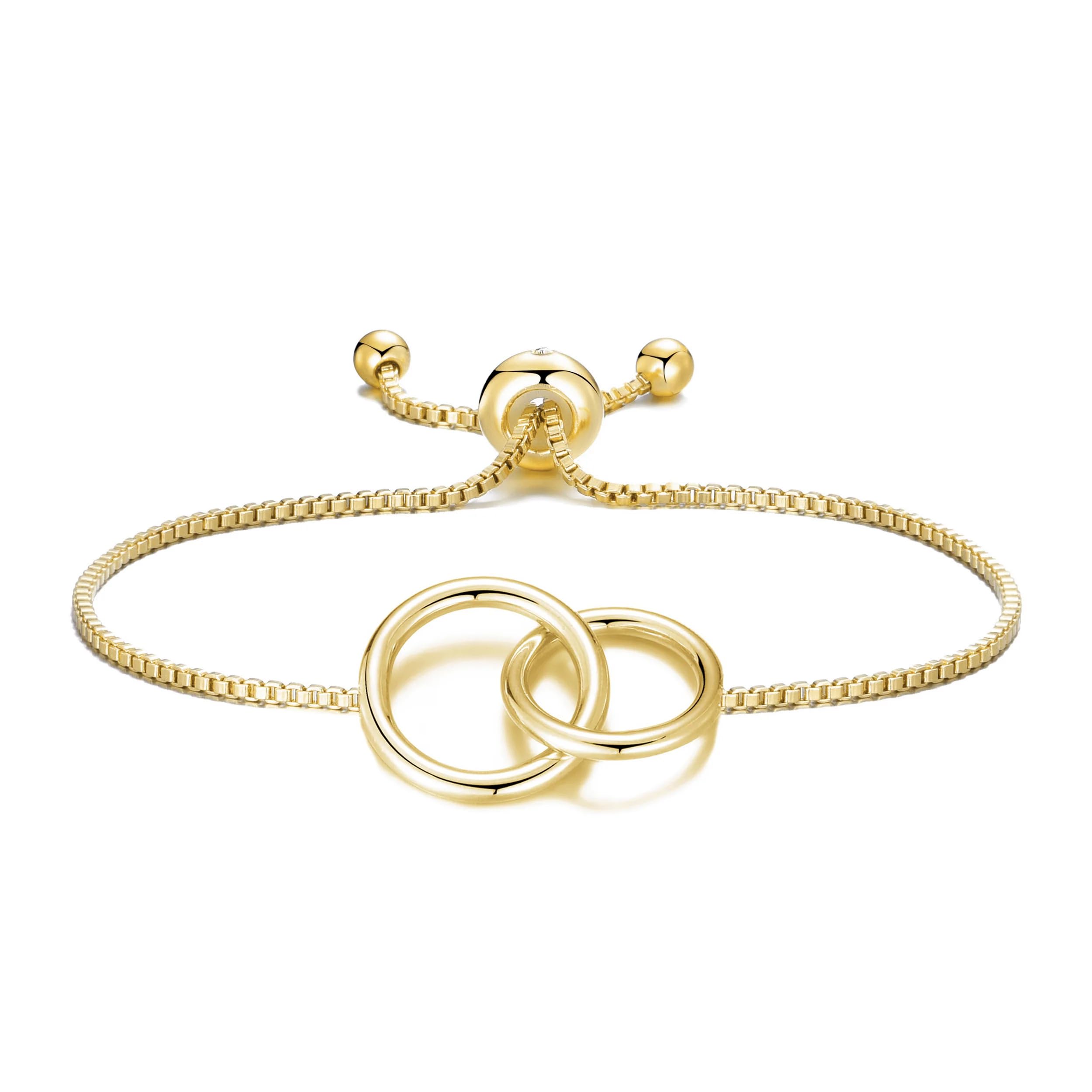 Philip Jones 18k Gold Plated Link Friendship Slider Bracelet Created with Zircondia® Crystals