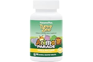 NATURE'S PLUS NaturesPlus Animal Parade Source of Life Children's Chewable Digestive Aid - Tropical Fruit Flavor - 90 Animal Shaped Tablets - Contains Live Probiotics - Vegetarian, Gluten-Free - 90 Servings