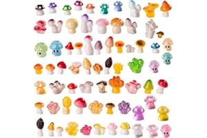 Teenzee 72 Style Mini Mushrooms, Tiny Resin Mushroom Figurines Small Little Resin in Bulk for Miniature Landscape Aquarium Potted Fairy Garden Home Decor Accessories Party Favors Gifts