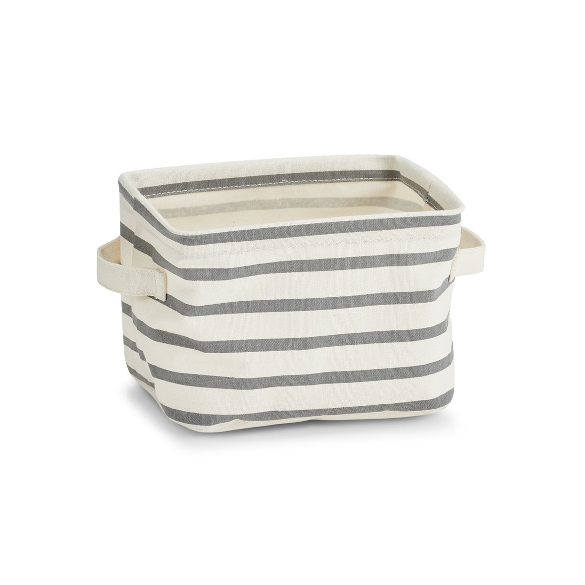 Zeller Canvas Storage Basket Stripes Grey, Canvas, grey, ca. 21 x 17 x 14 cm
