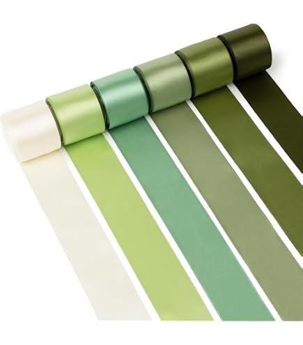 1 Inch Ribbon 6 Pack Green Satin Ribbon - 1 Inch Wide 150 Yards Total ...