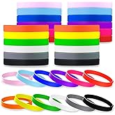 CITYBAN 24 Pcs Color Silicone Wristbands Blank,Silicone Wristbands rubber bracelets for Women Men Gifts Party Favors