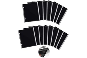 IYEBAU Flip Folder Pages, 15 pcs Double Side Marching Band Musical Flip Folio, 7.5 x 6.3 inches, Black, PVC Waterproof Resist Tearing Window Pages for Sheet Music