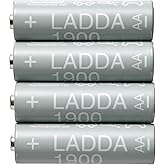 Ikea LADDA Rechargeable Batteries AA HR6 1.2V 1900mAh Grey Pack of 4