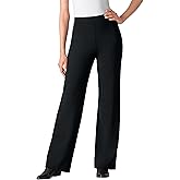 Woman Within Plus Size Stretch Ponte Knit Pull-On Wide-Leg Pants