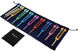 LEMFEMA Chakra Tuning Fork Set for Healing, 8 PCS Color Weighted Tuning Forks for with 2 PCS Silicone hammer, Storage Bag(126.22 Hz, 136.1 Hz, 141.27 Hz, 172.06 Hz, 194.18 Hz, 210.42 Hz, 221.23Hz, 272.2Hz)
