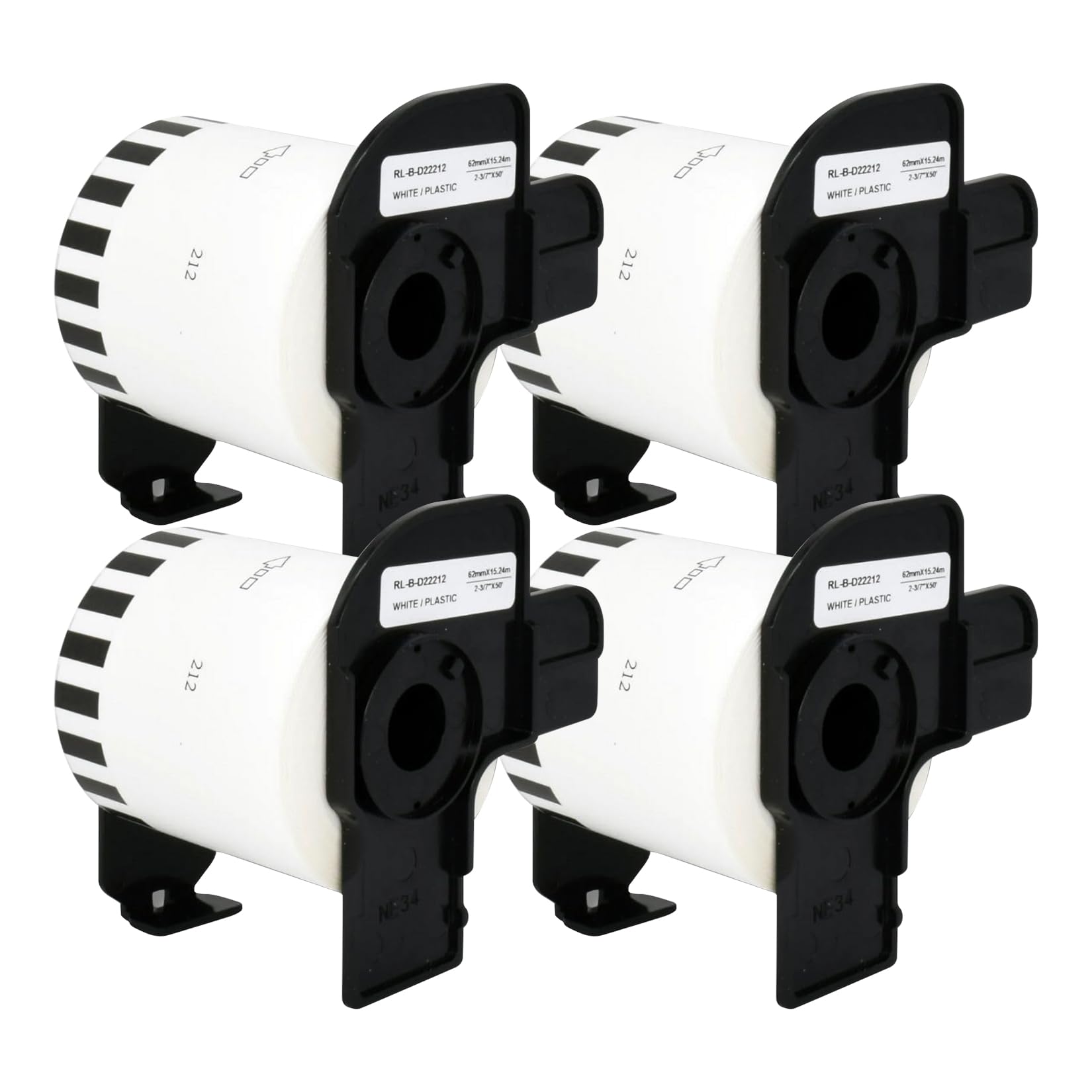 Veson - 4 Rolls White DK-22212 DK22212 Continuous Labels Compatible with Brother Address Label Rolls, 62 mm x 15.24 m Shipping Labels for Brother P-Touch QL-500 570 600 700 710W 720 QL-800 810W 820