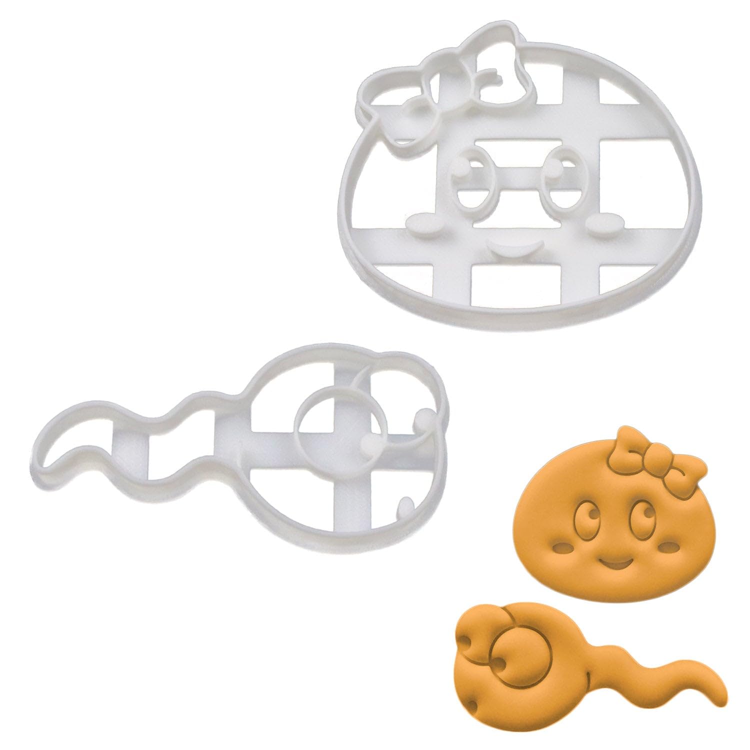 BAKERLOGY Sperm & Egg Cookie Cutters - Detailed Biscuit Cutter Design for Baking and Crafts, Ideal on Fondant, Dough, Clay
