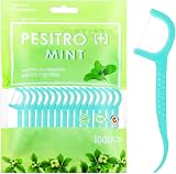 Medo 100 Pcs Dental Floss Sticks Interdental Cleaning Tool Blue