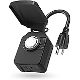BN-LINK Temporizador de luz mecánico para exteriores de 24 horas, impermeable, resistente, 15 A 1/2 HP, 1 toma de temporizado