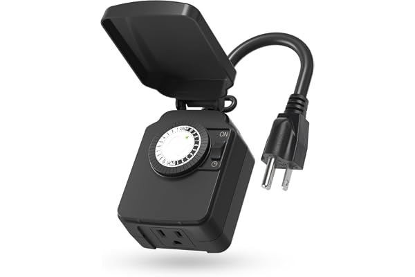 BN-LINK 24 Hour Heavy Duty Mechanical Timer, Outdoor Timer Outlet Waterproof with 30 Minutes Intervals, 1 Grounded Outlets for Christmas Lights Pool Pump,15A 1/2HP, ETL Listed