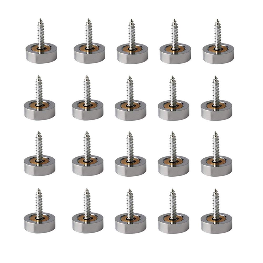 Rannb 14mm/0.55" Dia Brass Mirror Screws Cap Cover Nails Decorative Sign/Advertising Hardware Fasteners Sliver -Pack of 20