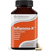 LifeSeasons Inflamma-X Joint & Tissue Support Supplement – Supports Muscle Comfort, Recovery & Flexibility – Herbal Formula with Turmeric, Bromlein, Protease – 120 Capsules