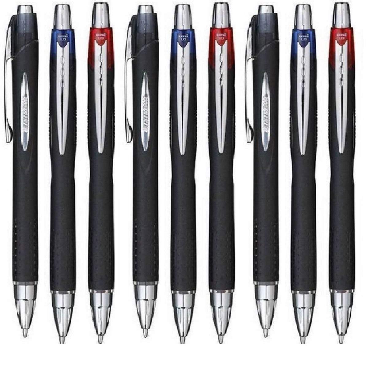 Uni Ball Colour Pack Jetstream Retractable Broad Rollerball Pen 1mm Nib Tip Waterproof Lightproof Fast Drying Pigment Ink SXN-210 (3 Of Each Colour Red Blue Black - 9 Pens)