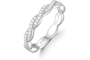 SILVERNANA Moissanite Wedding Band,925 Sterling Silver Wedding Ring for Women Stackable Eternity Rings for Her Size 4-10