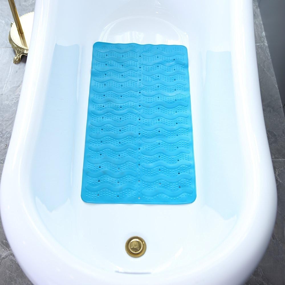 Bath Mat with Multiple Miniature Suction Cups, Anti-Slip, NO BAD SMELL, ECO-Friendly, Anti-Bacterial, 25" x 15" Inch, by Lynnwang Design