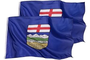 2 Pack 3x5 Feet Alberta flag - Canadian Province of Air Force Flag Polyester with Brass Grommets,Suitable for low-wind area