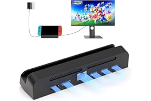 Juseisin Portable Base Docking Station for Nintendo Switch & Switch OLED, Ethernet, USB-A & USB-C Ports, Fast Charging, Compact Design