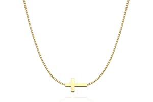 Rotnso Cross Necklace for Women 14K Gold Silver Plated Dainty Small Cross Pendant Choker Simple Trendy Cute Cross Charm Chain Necklace Easter Basket Stuffers Baptism Religious Faith Jewelry Gift