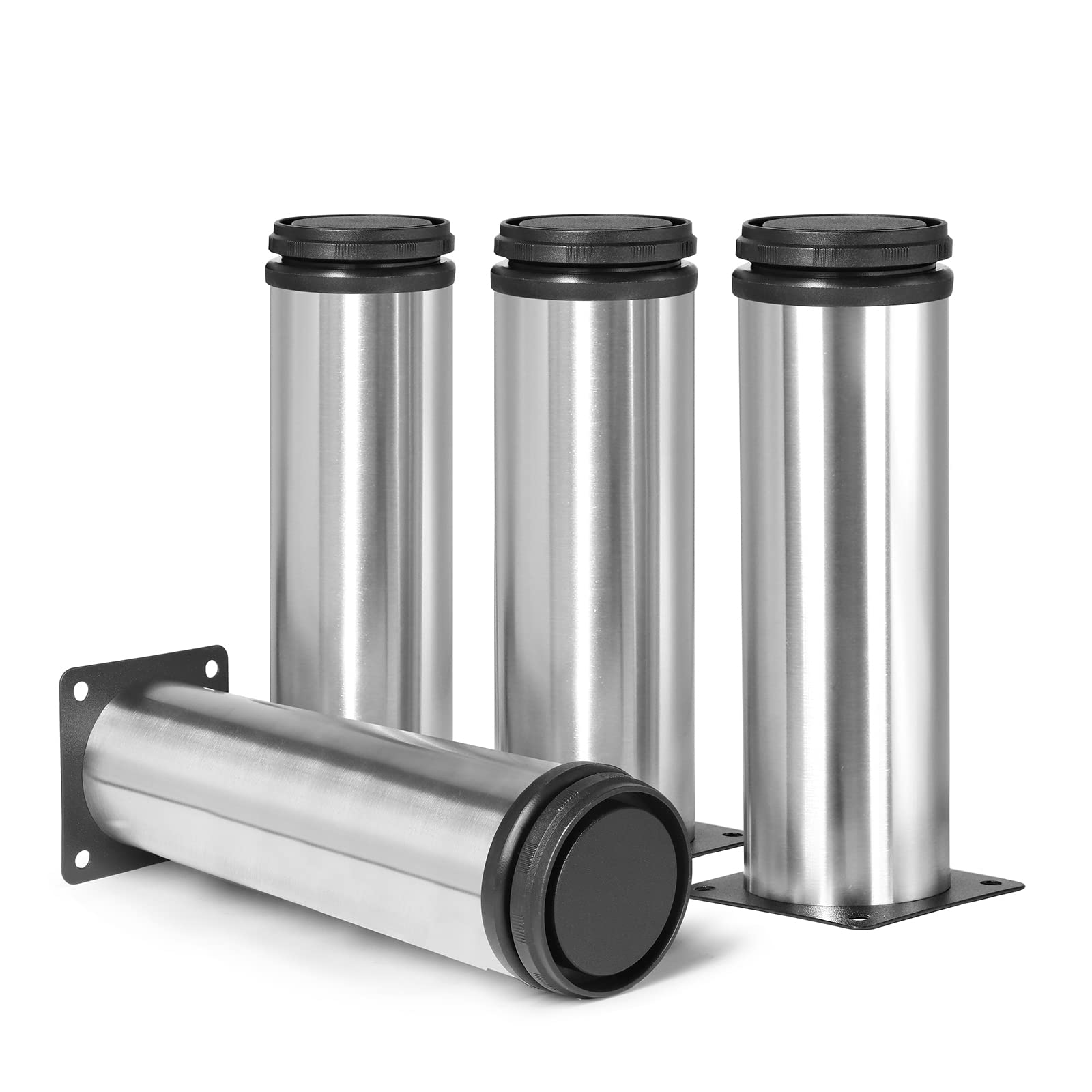 Photo 1 of Masendelk 7 Inch Metal Furniture Legs Stainless Steel Adjustable Legs Silver Metal Legs Round Cabinet Legs for Coffee Table Cabinet Desk Sofa Shelves, Pack of 4