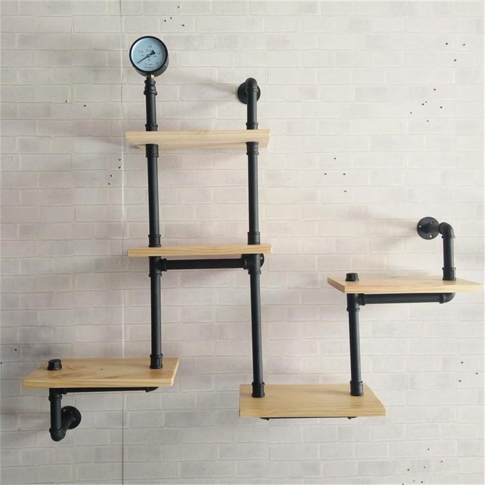 YZML Wall rack shelf Storage Decorations/Bookcases-Retro iron water pipe wall display stand for living room bedroom TV background wall office 120 * 20 * 50cm