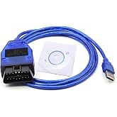 AUTANCTOR OBD2 Diagnostic Cable USB for V-W, Au-di, S-Koda and Seat, Car ECU Scanner USB Cable Compatible for VAG KKL 409 CH340TSoftware