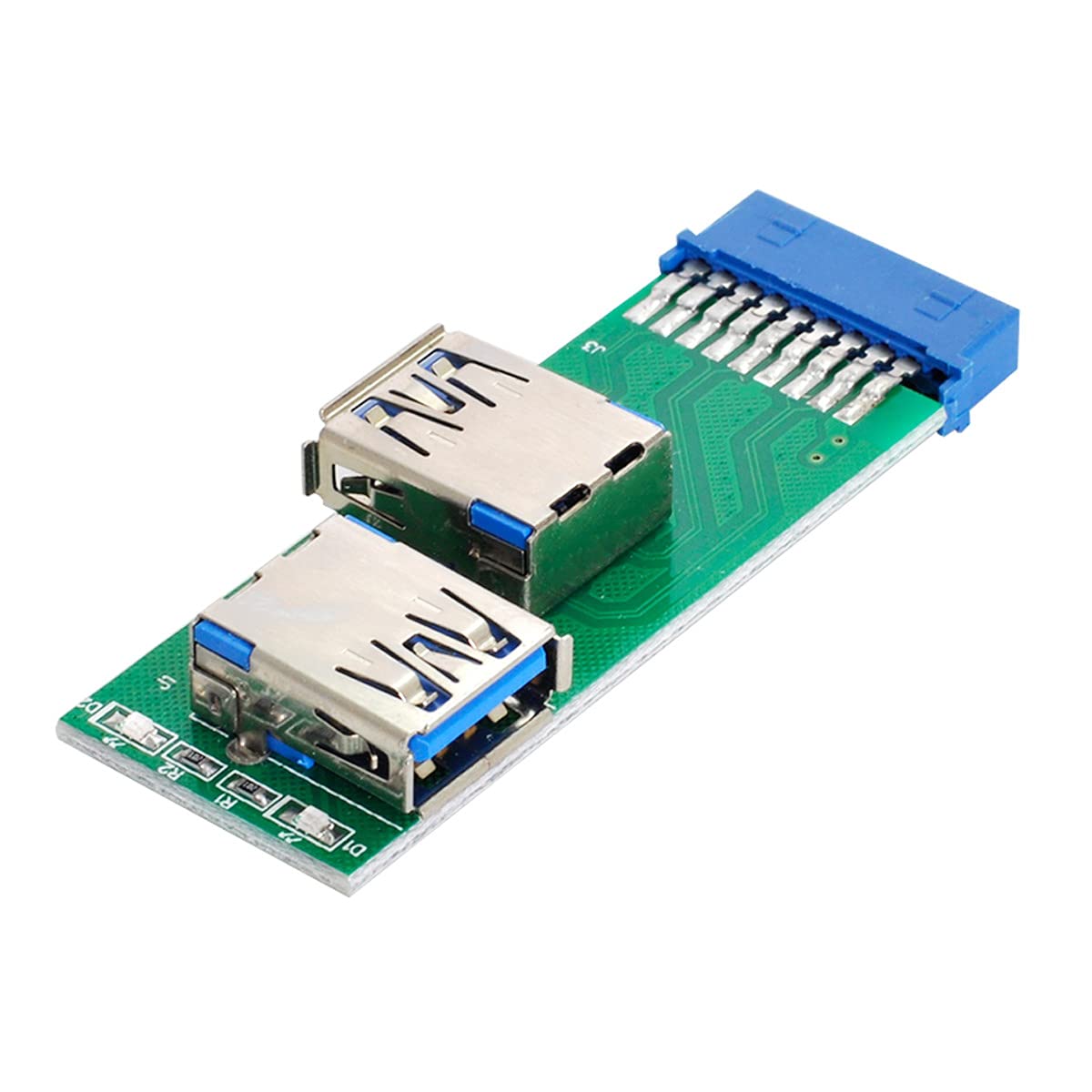 CY Dual Side USB 3.0 A Type Female to Motherboard 20Pin 19 Pin Box Header Slot Adapter PCBA with LED